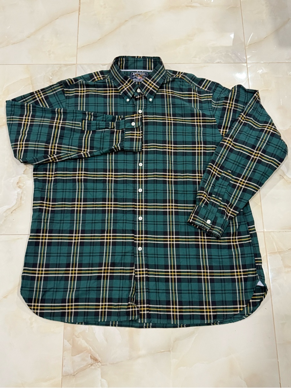 American Living Green Plaid Long-Sleeve Button-Down Shirt